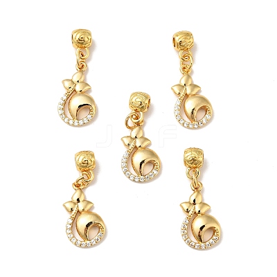 Rack Plating Brass Micro Pave Clear Cubic Zirconia Pendants ZIRC-H125-09G-1