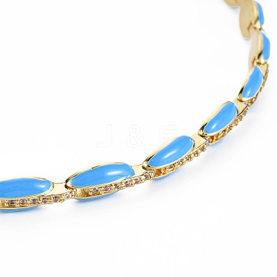 Brass Micro Pave Cubic Zirconia Link Tennis Necklaces for Women NJEW-T013-01G-02-1