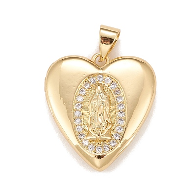 Brass Micro Pave Cubic Zirconia Locket Pendants KK-A161-54G-1