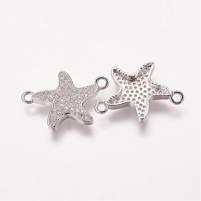 Brass Micro Pave Cubic Zirconia Links ZIRC-E113-09P-1
