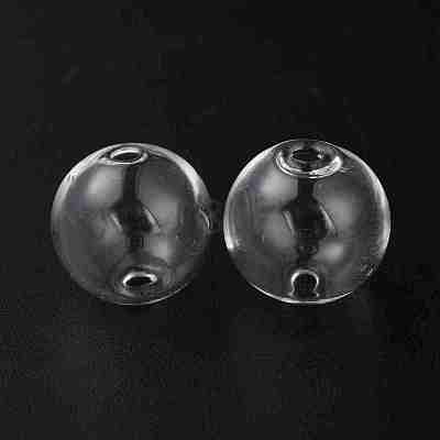 Handmade Two Holes Blown Glass Globe Beads FIND-WH0104-03G-1