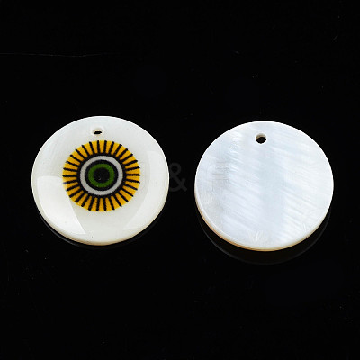 Printed Freshwater Shell Charms SHEL-T009-20C-1