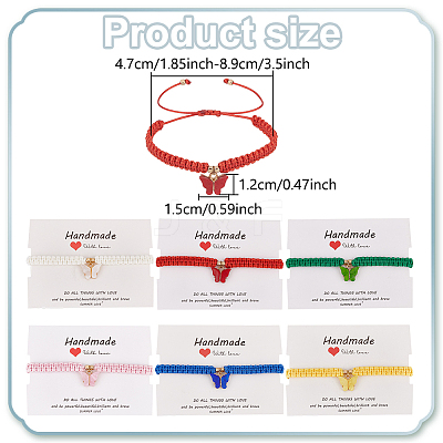 7Pcs 7 Colors Alloy Acrylic Butterfly Charm Bracelets Set BJEW-AN0001-79-1