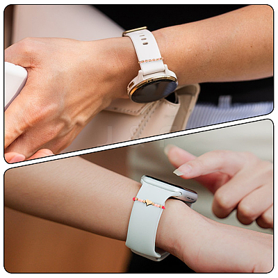 6Pcs 2 Styles Glass Beaded Decorative Rings for Smartwatch Band AJEW-CP0009-94B-1