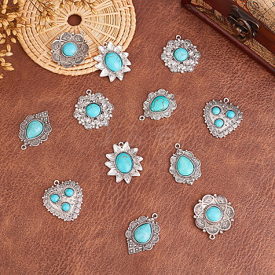 12Pcs 6Style Tibetan Style Alloy Pendants PALLOY-PH0001-73AS-RS-1