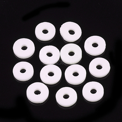 Flat Round Handmade Polymer Clay Bead Spacers CLAY-R067-3.0mm-16-1
