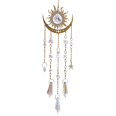 1Pc Metal Moon Hanging Ornaments AJEW-CN0004-04B-1
