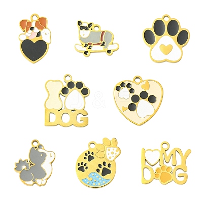 8Pcs 8 Styles 304 Stainless Steel Enamel Pendants STAS-CJ0003-38-1