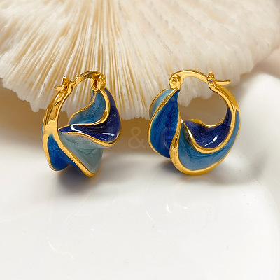 Alloy & Enamel Hoop Earrings WG61D14-01-1