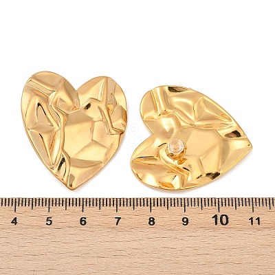 304 Stainless Steel Fold Heart Stud Earrings EJEW-Z096-04G-1