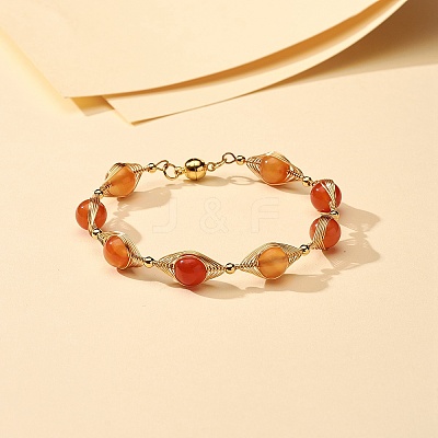 Healing Power Natural Carnelian Beaded Bracelets for Men Women X1-BJEW-TA00012-01-1