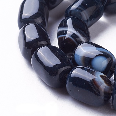 Dyed & Heated Natural Black Agate Beads Strands G-G775-B-06-1