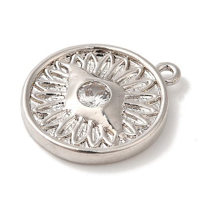Rack Plating Brass Micro Pave Cubic Zirconia Pendants KK-A229-17P-1