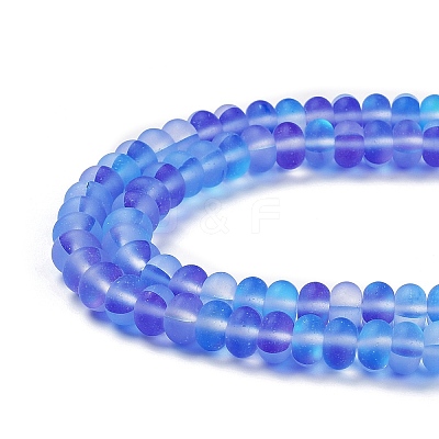 Frosted Transparent Glass Beads Strands X-FGLA-M002-01E-1