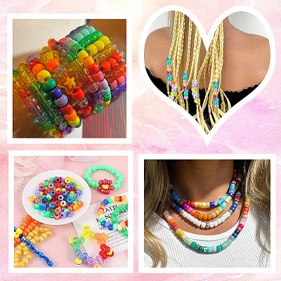 960Pcs 24 Colors Opaque Plastic Beads KY-SC0001-82-1