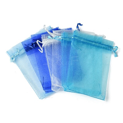 40Pcs 4 Colors Organza Bags Jewellery Storage Pouches Wedding Favour Party Mesh Drawstring Gift OP-FS0001-03B-1