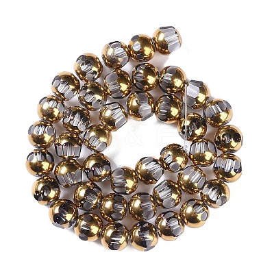 Electroplate Glass Beads Strands X-EGLA-Q128-04A-FP07-1