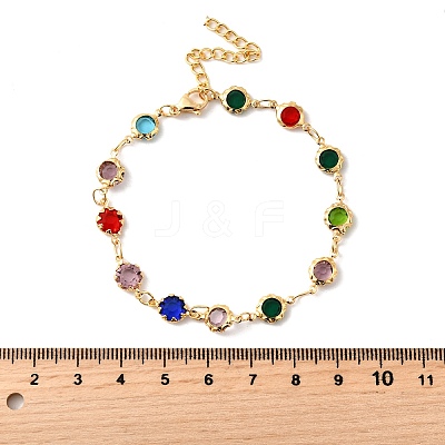 304 Stainless Steel Glass Link Chain Bracelets for Women BJEW-V010-01G-1