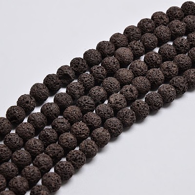 Natural Lava Rock Round Bead Strands G-I124-10mm-M-1