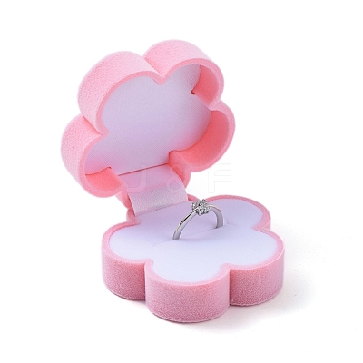 Plum Blossom Shape Velvet Jewelry Boxes X-VBOX-L002-F01-1