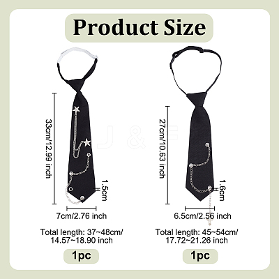 2Pcs 2 Styles Polyester Necktie for Unisex AJEW-OC0014-24-1