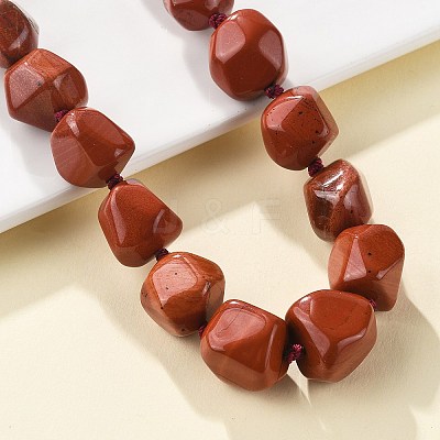 Natural Red Jasper Nuggets Beaded Necklaces for Women Men NJEW-K388-01L-1