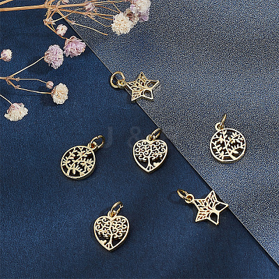 30Pcs 3 Style Rack Plating Brass Charms KK-HY0001-84-1