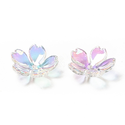 Transparent Acrylic Flower Bead Caps X-MACR-C009-13-1