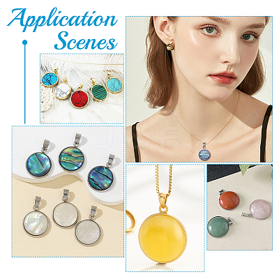 12Pcs 2 Colors 201 Stainless Steel Pendant Cabochon Settings STAS-WR0001-42-1
