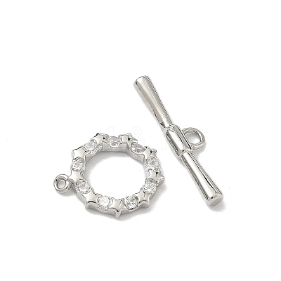 Star Brass Micro Pave Clear Cubic Zirconia Toggle Clasps KK-G548-27P-1