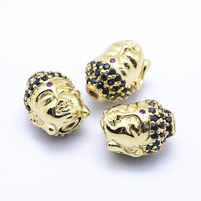 Brass Micro Pave Cubic Zirconia Beads ZIRC-L070-14G-1
