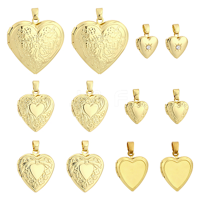 12Pcs 6 Styles Brass Locket Pendants KK-ME0004-25-1