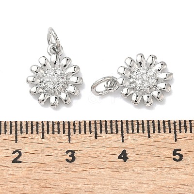 Brass Micro Pave Clear Cubic Zirconia Pendants KK-P349-10P-1