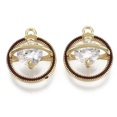 Brass Micro Pave Clear Cubic Zirconia Universe Space Charms X-KK-S348-566-NF-1