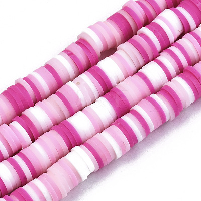 Handmade Polymer Clay Beads Strands CLAY-R089-6mm-093-1