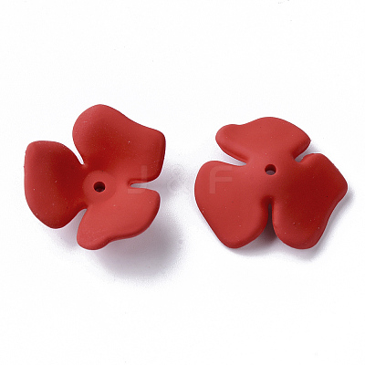 3-Petal Spray Painted Acrylic Bead Caps X-MACR-N007-01A-1