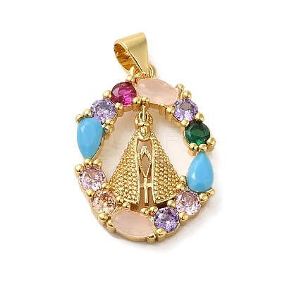 Rack Plating Brass Micro Pave Colorful Cubic Zirconia Pendants KK-G488-11G-1