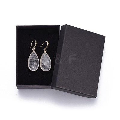 Teardrop Natural Quartz Crystal Dangle Earrings EJEW-JE02998-02-1