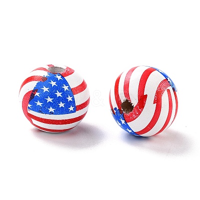 Independence Day Natural Wood Beads X1-WOOD-K006-B01-1