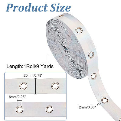 9 Yards Imitation Leather Ribbon with Platinum Plated Alloy Eyelets OCOR-AR0001-64B-1