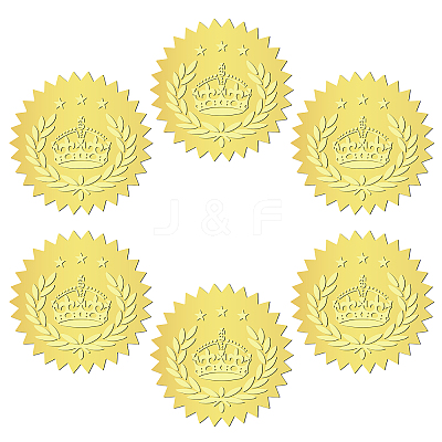 12 Sheets Self Adhesive Gold Foil Embossed Stickers DIY-WH0451-020-1