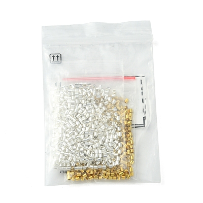 1200Pcs 2 Colors Brass Crimp Beads KK-FS0001-37-1