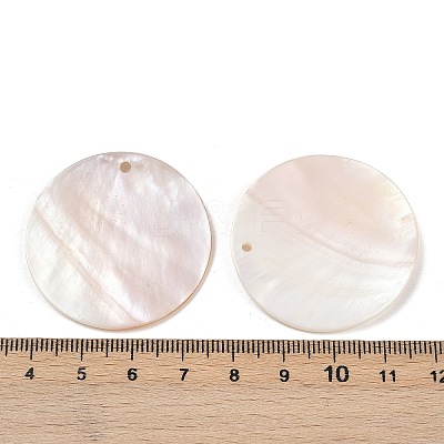 Flat Round Freshwater Shell Pendants SHEL-M005-35-1