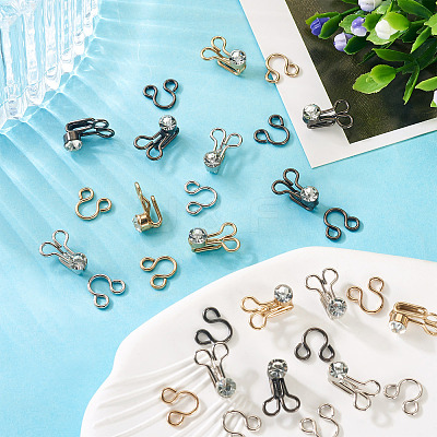 15Sets 3 Colors Alloy Rhinestone Hook and Eye Fasteners FIND-TA0006-54-1