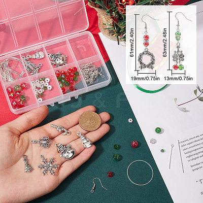 Christmas Theme DIY Alloy & Glass Dangle Earring Making Kits DIY-SC0027-64-1