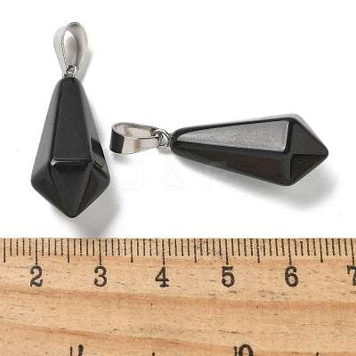 Natural Obsidian Pointed Pendants G-B127-15P-01-1