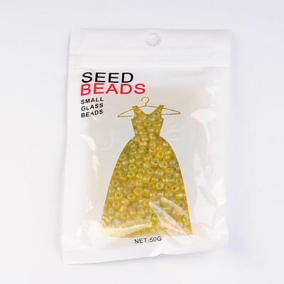 Transparent Rainbow Colours Round Glass Seed Beads X-SEED-A007-4mm-170-1
