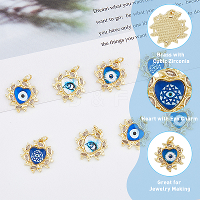 8Pcs 4 Style Brass Micro Pave Clear Cubic Zirconia Pendants KK-DC0002-68-1