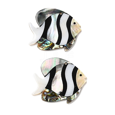 Natural Freshwater Shell & Black Lip Shell & Paua Shell Pendants SHEL-F007-14-1