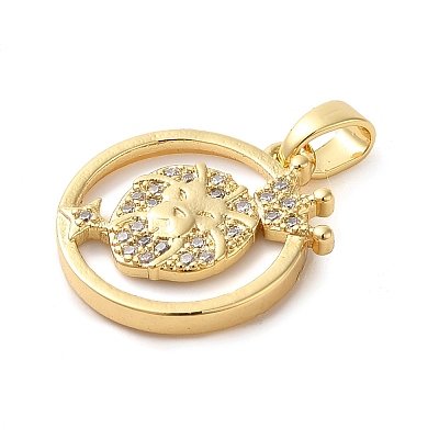 Brass Micro Pave Clear Cubic Zirconia with Acrylic Pendants KK-G483-12G-1